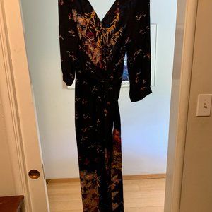 Anthropologie Black floral jumpsuit